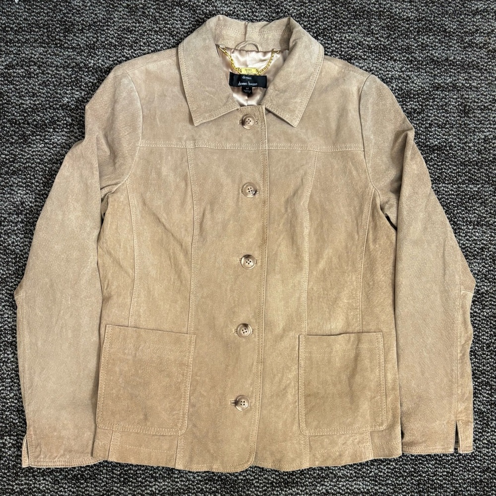 Donnie Basso Suede Leather Jacket Beige Women’s Medium Classic Timeless Everyday
